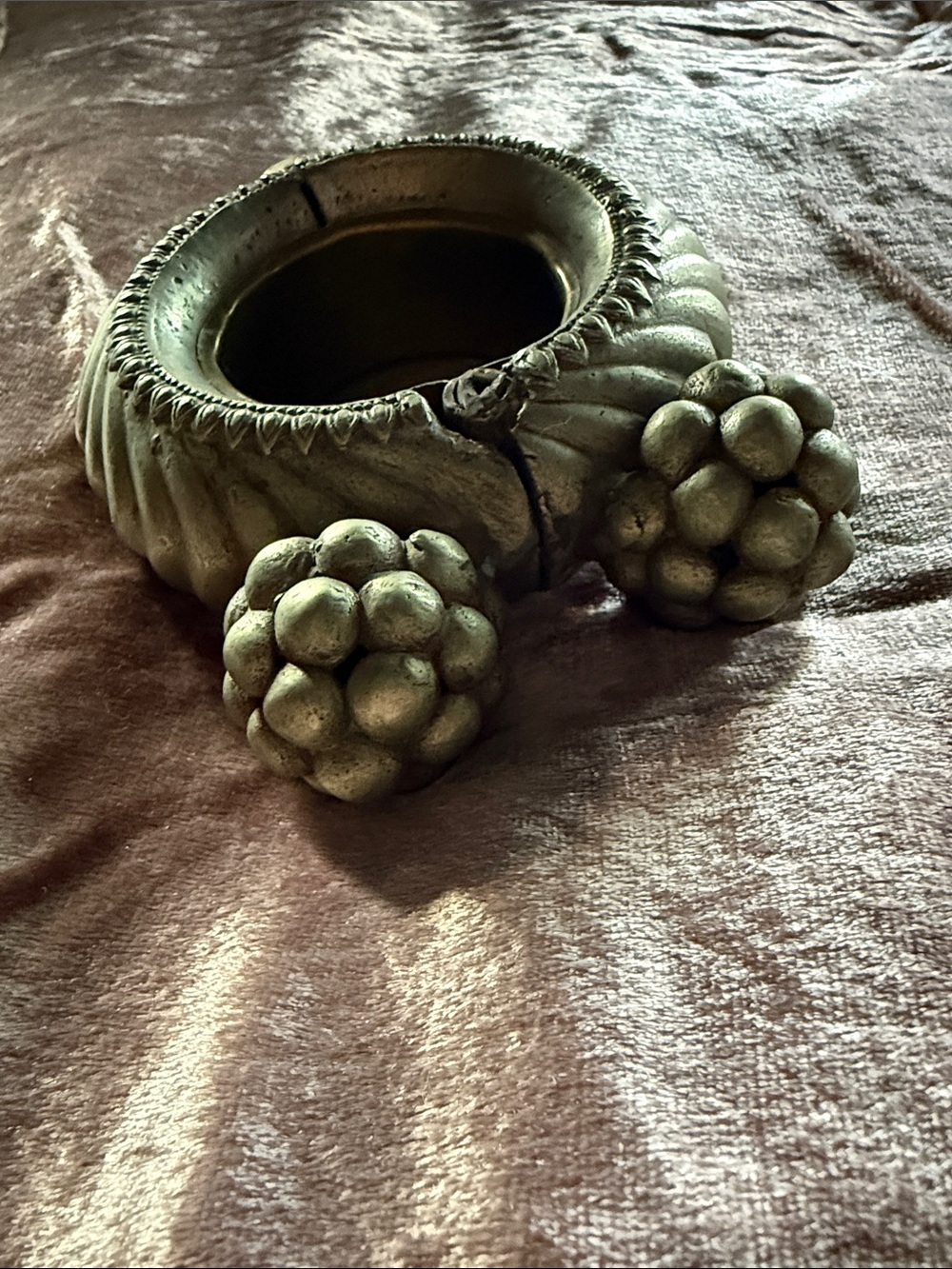 Vintage Bedouin anklet/bracelet made into small dish or candle holder.